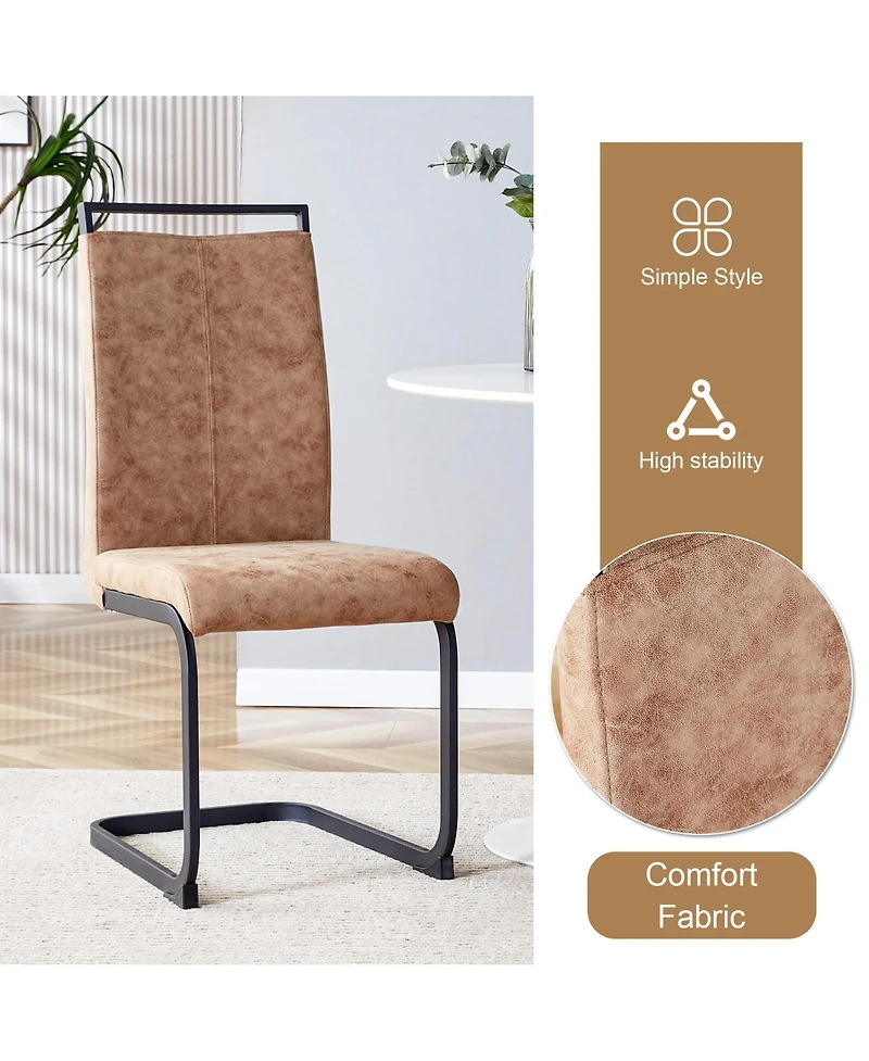 Streamdale Cozy Modern Dining Set Table (67"x35.4") + 4 Fabric Chairs