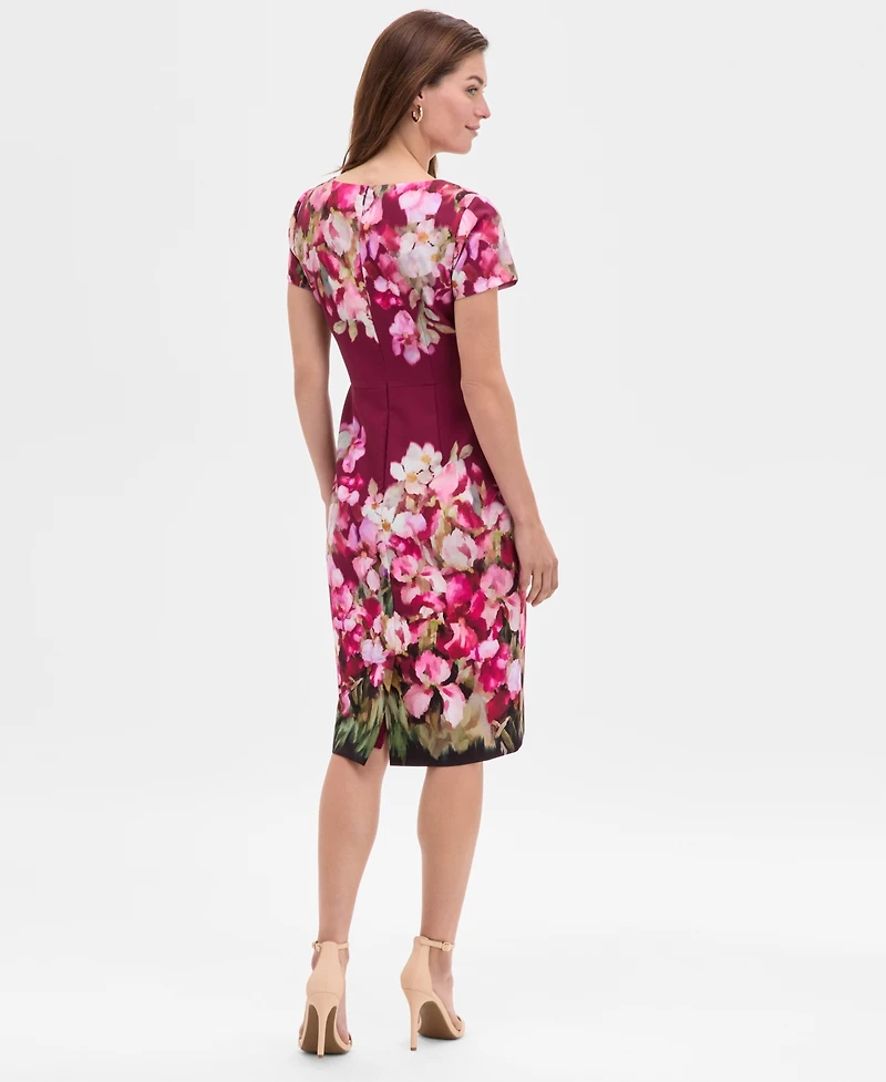 Adrianna Papell Women's Floral-Print Tie-Front Sheath Dress