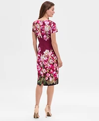 Adrianna Papell Women's Floral-Print Tie-Front Sheath Dress