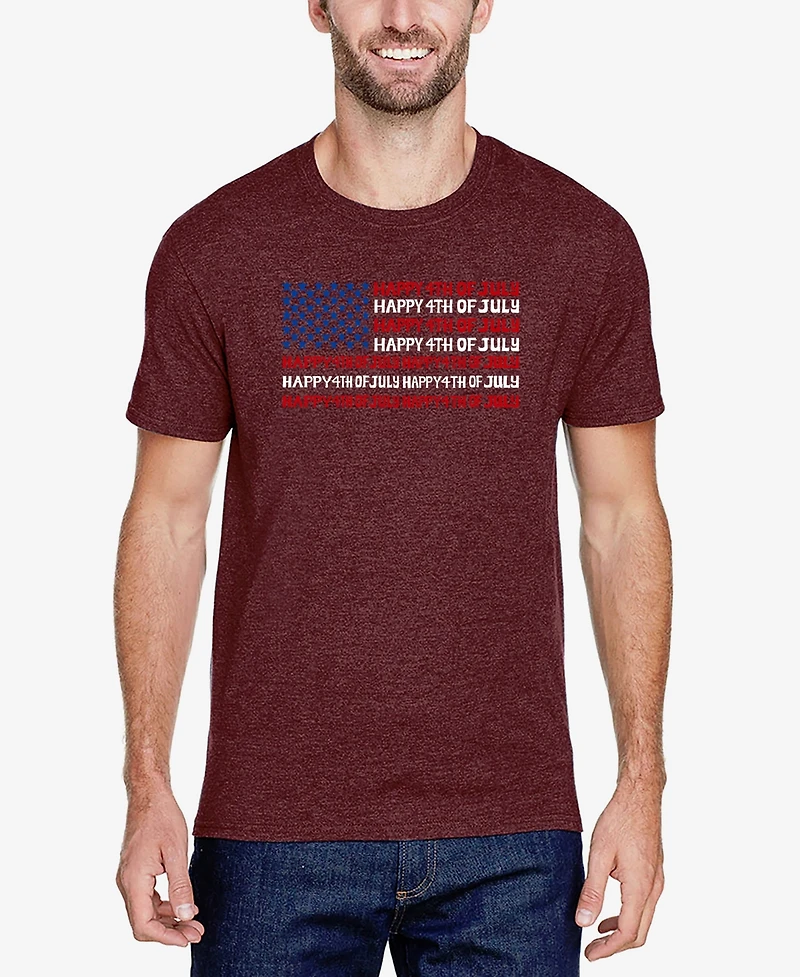 La Pop Art Men's Happy 4th of July Premium Blend Word T-Shirt