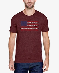 La Pop Art Men's Happy 4th of July Premium Blend Word T-Shirt