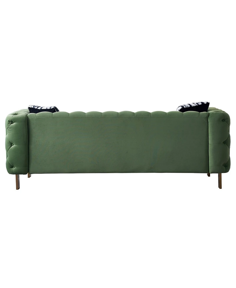Streamdale Chesterfield Modern Tufted Velvet Living Room Sofa, 84.25"W Couch, Mint Green