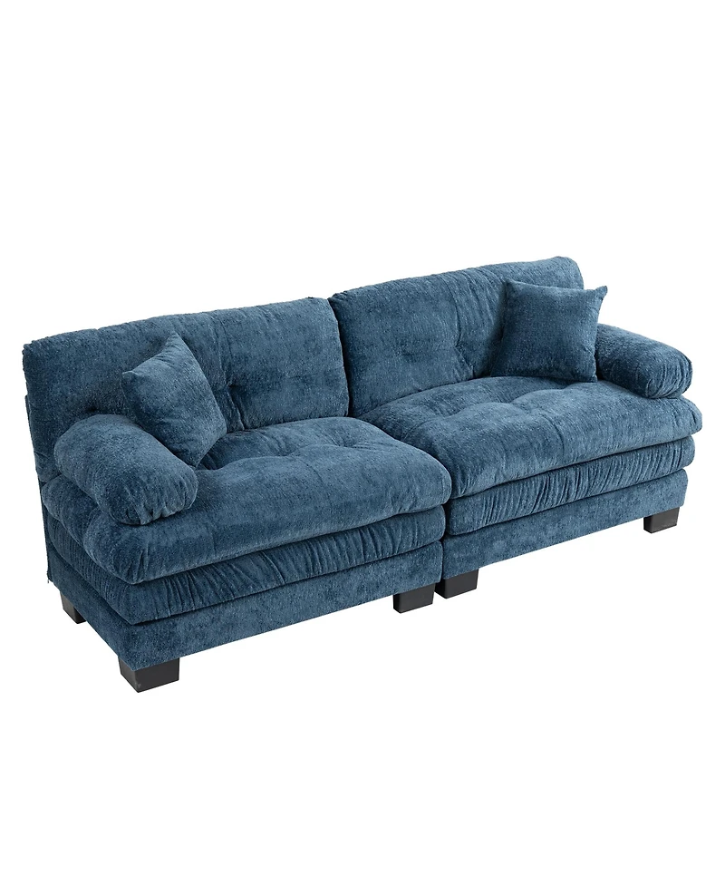 Streamdale Blue Chenille Sectional Sofa Sleeper