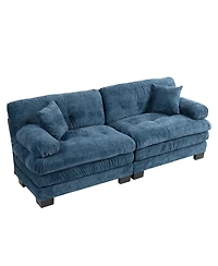 Streamdale Blue Chenille Sectional Sofa Sleeper