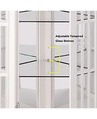 Streamdale Corner Curio Cabinet with Adjustable Glass Shelves and Mirrored Back