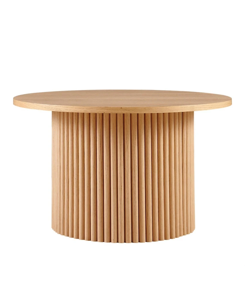 Streamdale 27.5" Round Coffee Table with Oak Veneer, Mdf Top & Metal Base