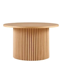 Streamdale 27.5" Round Coffee Table with Oak Veneer, Mdf Top & Metal Base