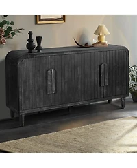 Streamdale 59" Curved Vintage Sideboard with Large Handles and Adjustable Shelves (Antique Black)