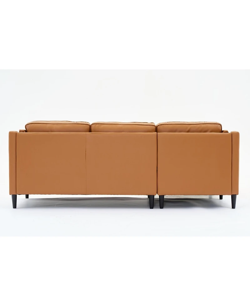 Streamdale 94.5 inch modern style L-shaped genuine leather sofa with chaise lounge, Left Chaise, Tan