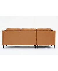 Streamdale 94.5 inch modern style L-shaped genuine leather sofa with chaise lounge, Left Chaise, Tan