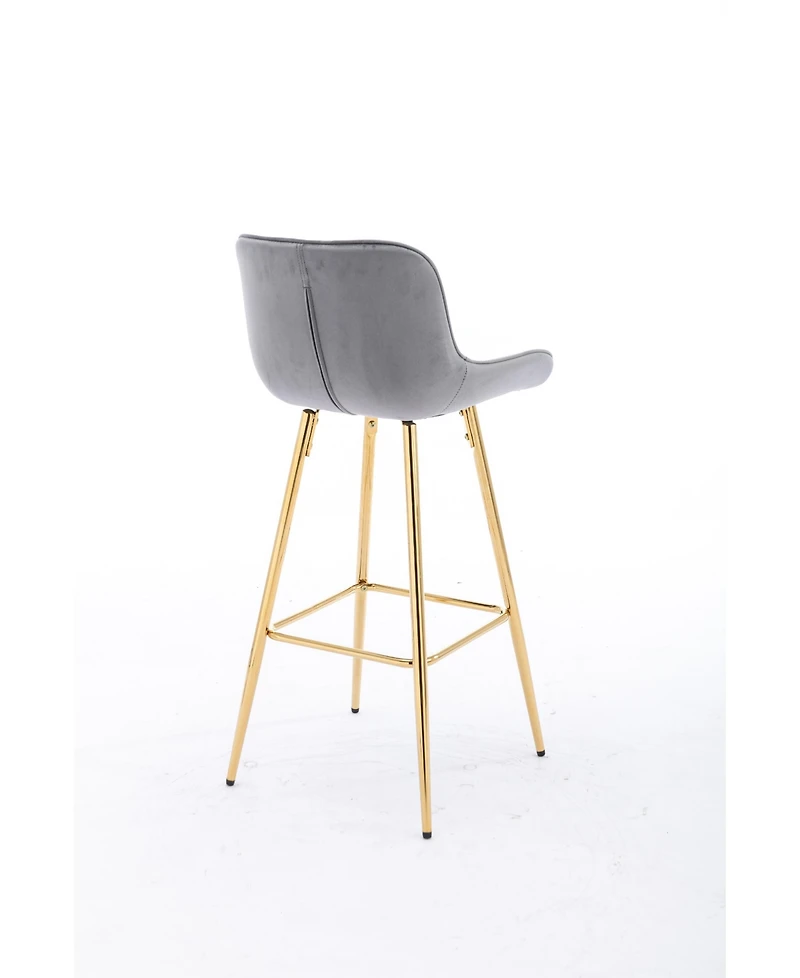 Streamdale Chrome and Velvet Bar Stool (Set of 2)