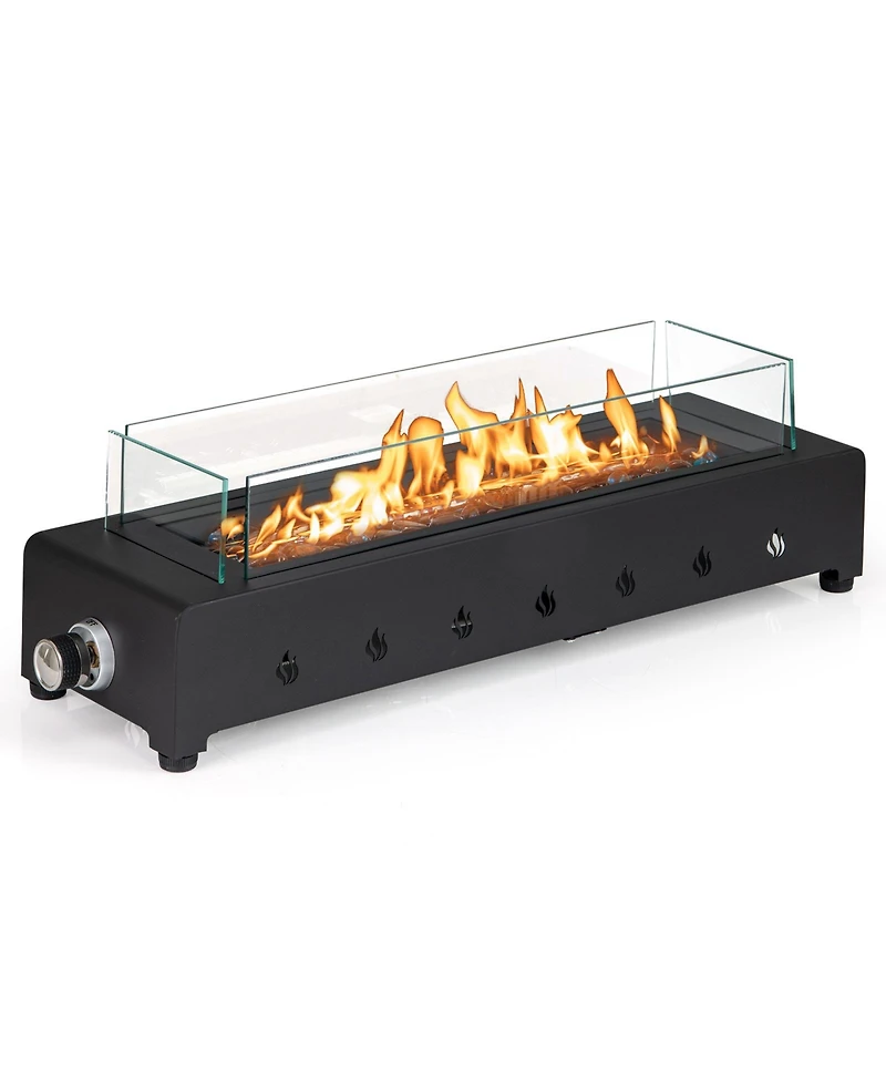 Portable Mini Fireplace with Wind Guard and Stainless Steel Burner