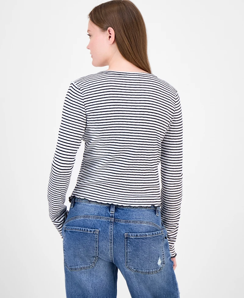 Just Polly Juniors' Cotton Rib-Knit Striped Tank & Cardigan Set