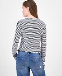 Just Polly Juniors' Cotton Rib-Knit Striped Tank & Cardigan Set