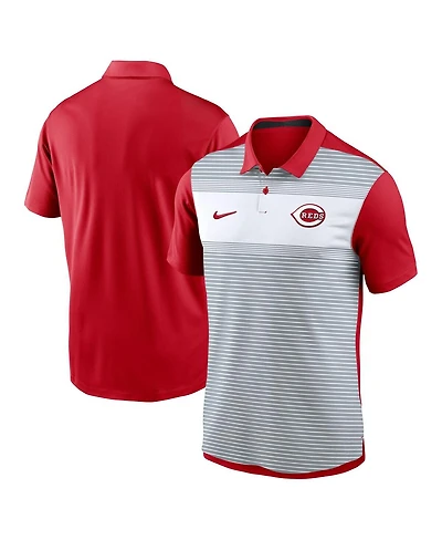 Nike Men's White/Red Cincinnati Reds Vapor Striped Performance Polo Shirt
