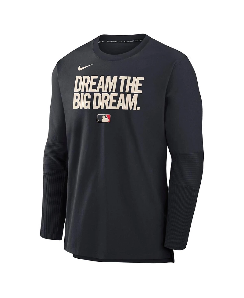 Nike Men's Black Texas Rangers Authentic Collection City Connect Lightweight Player Tri-Blend Performance Long Sleeve T-Shirt