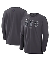 Nike Men's Anthracite New York Mets Authentic Collection City Connect Lightweight Player Tri-Blend Performance Long Sleeve T-Shirt