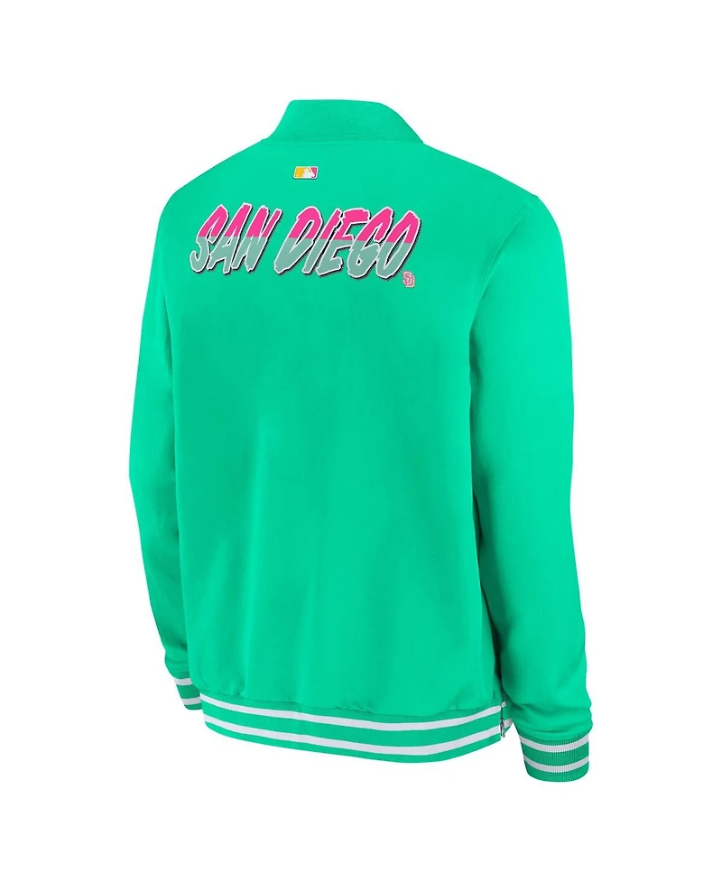 Nike Men's Green San Diego Padres Authentic Collection City Connect Full-Zip Bomber Jacket