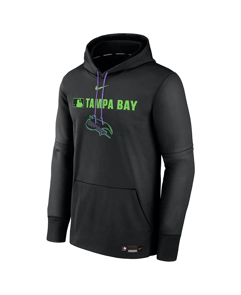 Nike Men's Black Tampa Bay Rays Authentic Collection City Connect Therma Pullover Hoodie