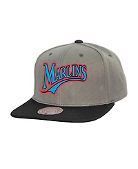 Mitchell & Ness Men's Gray Florida Marlins Cooperstown Collection Basic Flip Snapback Hat