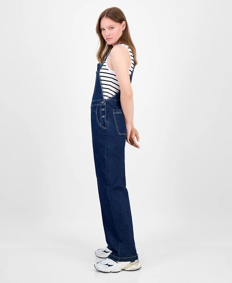 Celebrity Pink Juniors' Straight-Leg Denim Overalls