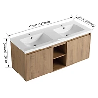 48" Wall Mounted Bathroom Vanity With Double Sink, Soft Closing Door Hinge