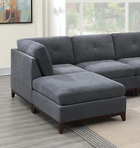 Streamdale Piece Ash Grey Chenille Fabric Modular Sectional with Ottomans