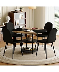 Streamdale Furniture 47" Round Dining Table Set with 4 Black Chairs