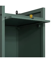 Streamdale Glass Door Cabinet with 7 Tier Storage, Modern Dark Green