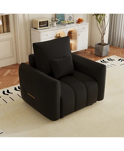 Streamdale Modern Teddy Fabric Sofa with Pillow