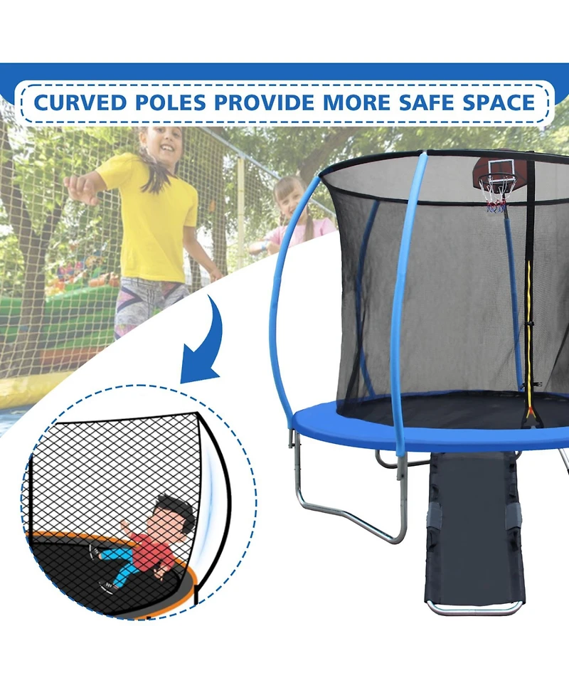 Streamdale 8ft Pumpkin Trampoline w/Slide & Enclosure