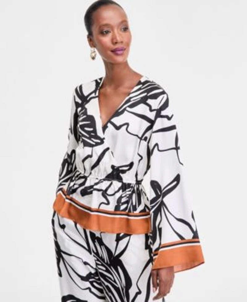 I.N.C. International Concepts Womens Printed Peplum Top P Xs 3x Exclusively At Macys