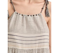 Lucky Brand Women's Striped Cotton Tiered Maxi Dress