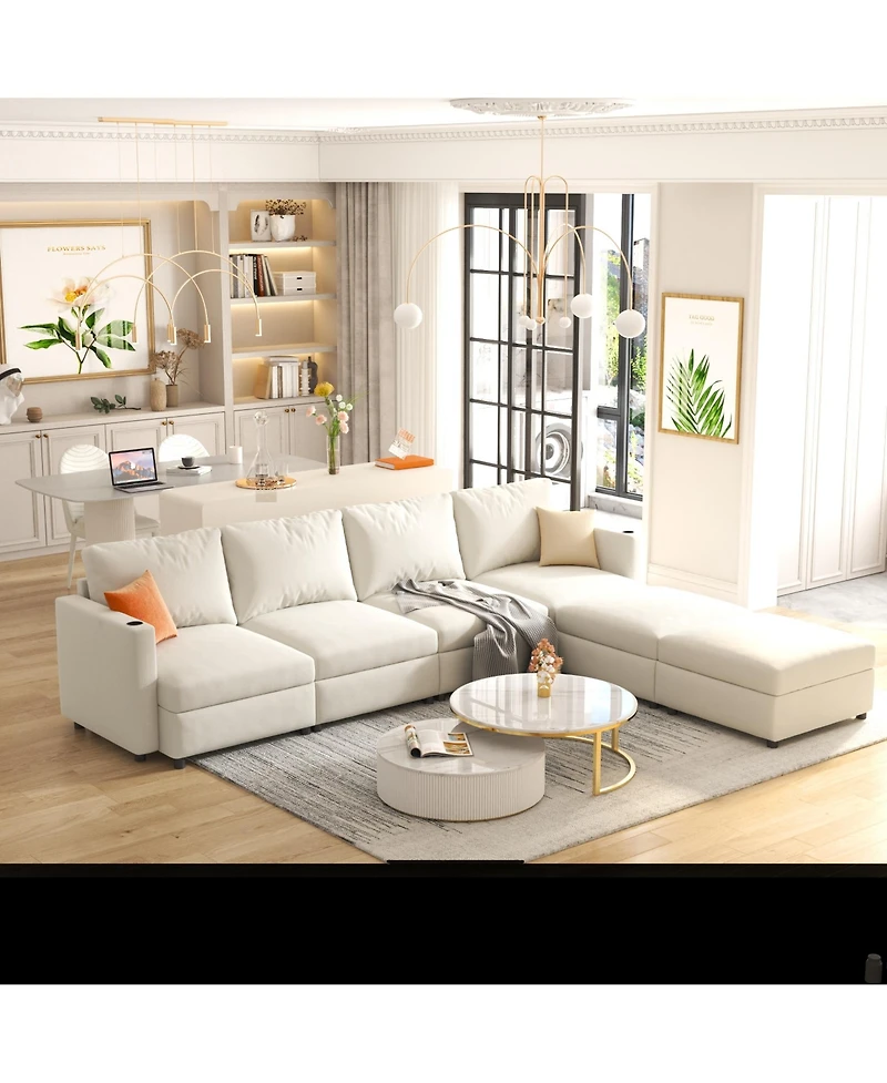 Streamdale Furniture Elegant Sectional Sofa with Storage and Adjustable Ottomans