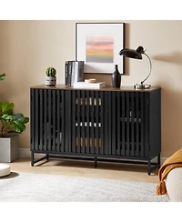 Streamdale Modern 3-Drawer 4-Shelf Dresser with Striped Grille