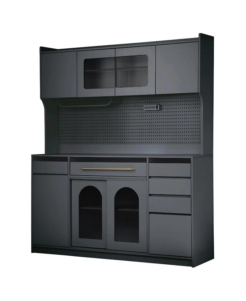 Streamdale 63" Buffet with Hutch, Coffee Bar, Drawers, Shelves, Outlet