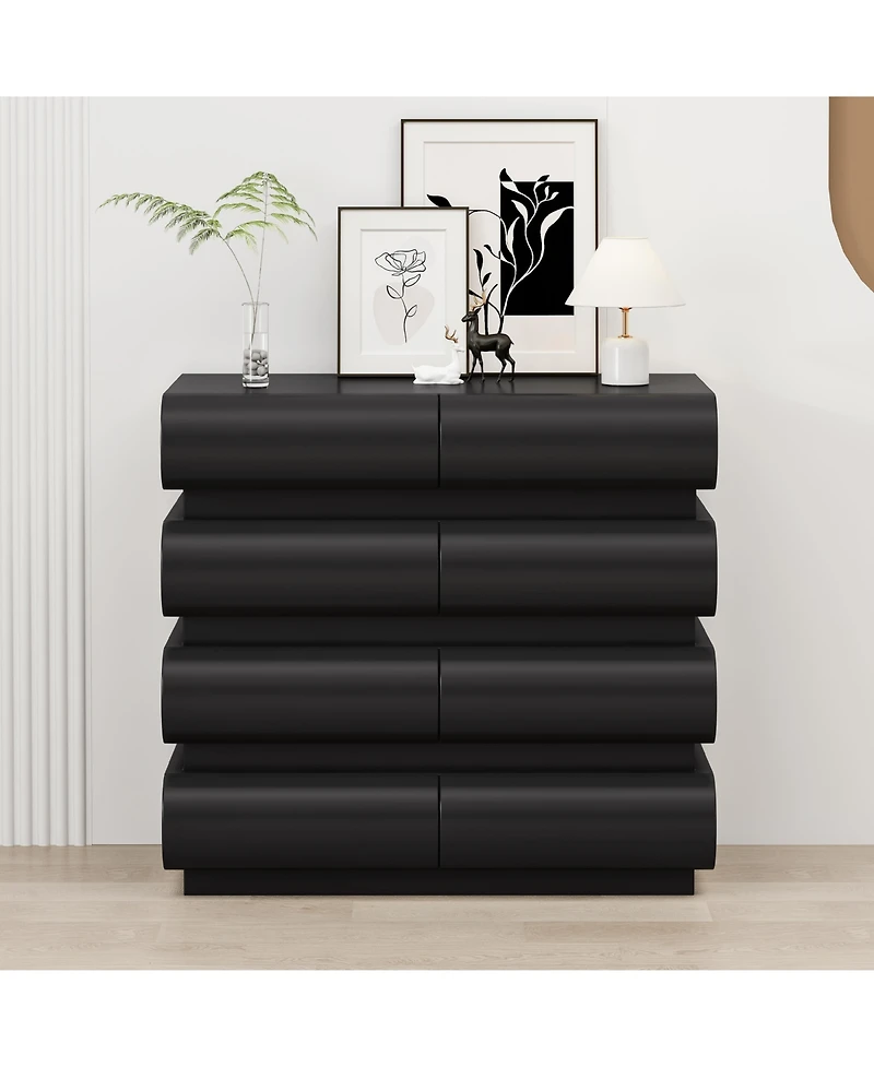 Streamdale 8 Drawer Dresser for Bedroom, Black Dresser No Handle, Modern 8 Chest of Drawers with Wide Storage