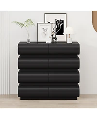 Streamdale 8 Drawer Dresser for Bedroom, Black Dresser No Handle, Modern 8 Chest of Drawers with Wide Storage