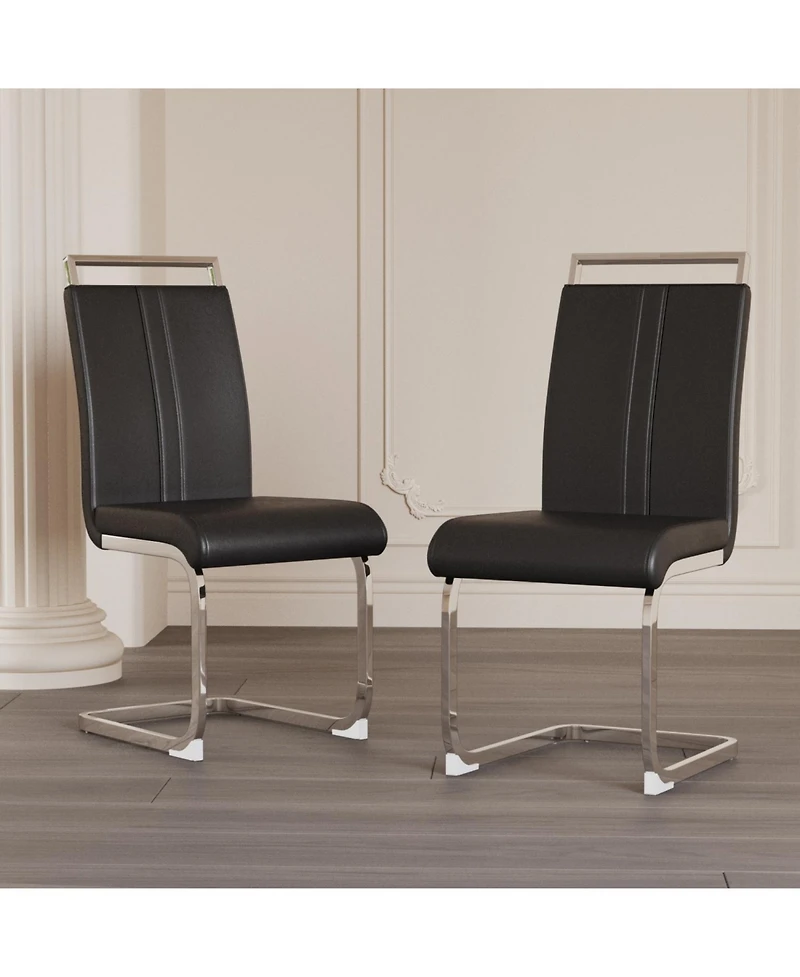 Streamdale Modern Faux Leather Upholstered Dining Chairs (Set of 2)