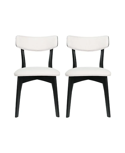 Streamdale Mid-Century Modern Upholstered Dining Chair Pair with Walnut Finish, Set of 2