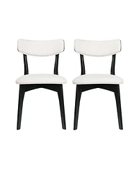 Streamdale Mid-Century Modern Upholstered Dining Chair Pair with Walnut Finish, Set of 2