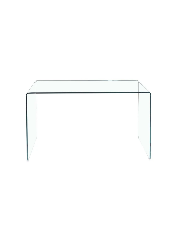 Streamdale Glass Console Table, Transparent Tempered Glass Console Table with Rounded Edges Desks, Sofa Table