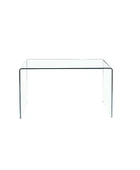 Streamdale Glass Console Table, Transparent Tempered Glass Console Table with Rounded Edges Desks, Sofa Table