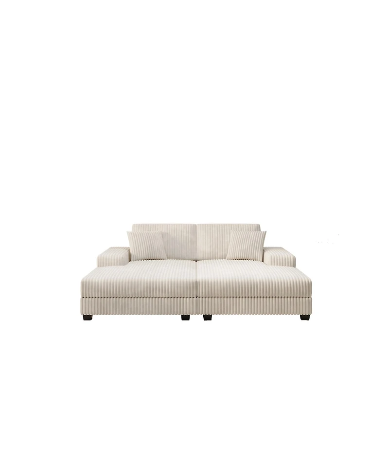 Streamdale Cozy Corduroy Sofa Sleeper, Modern Oversized Living Room Convertible Lounge