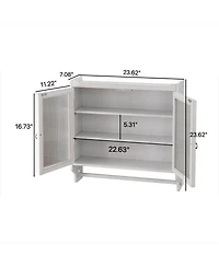 Streamdale 24.8" Glass Door Cabinet with 3-Tier Storage & Towel Rack