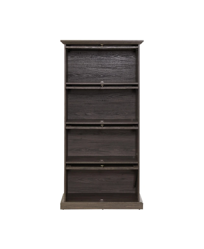 Streamdale 4-Tier Glass Display Cabinet with Flip-Up Doors Collectors Showcase
