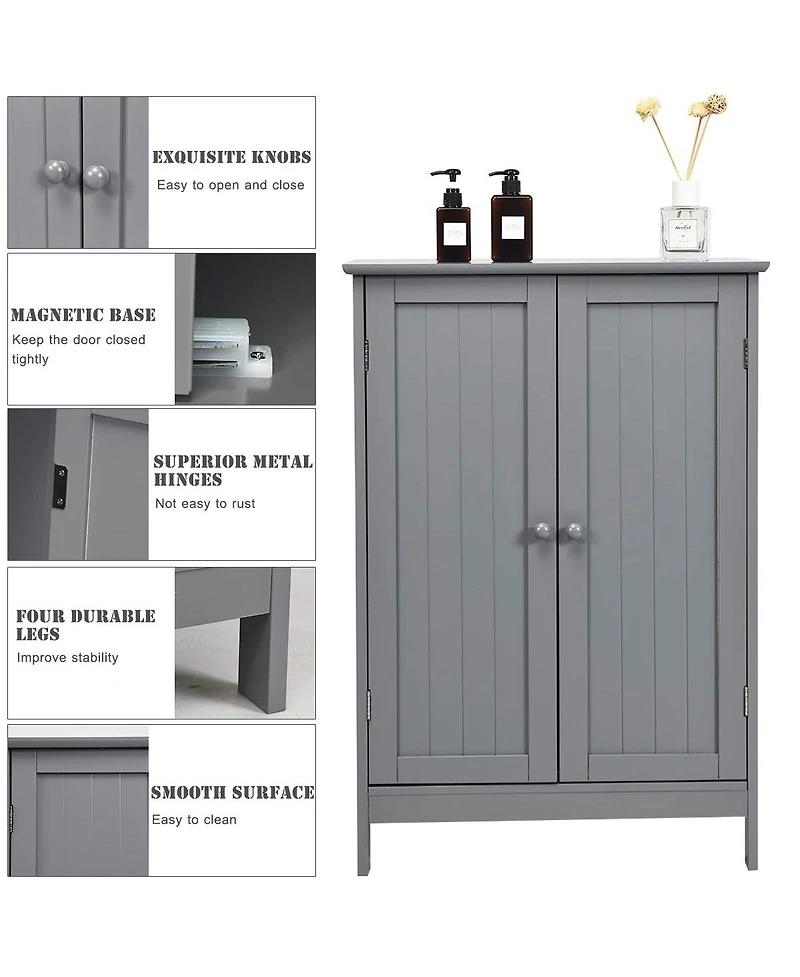 2-Door Free-Standing Bathroom Cabinet with Shelf