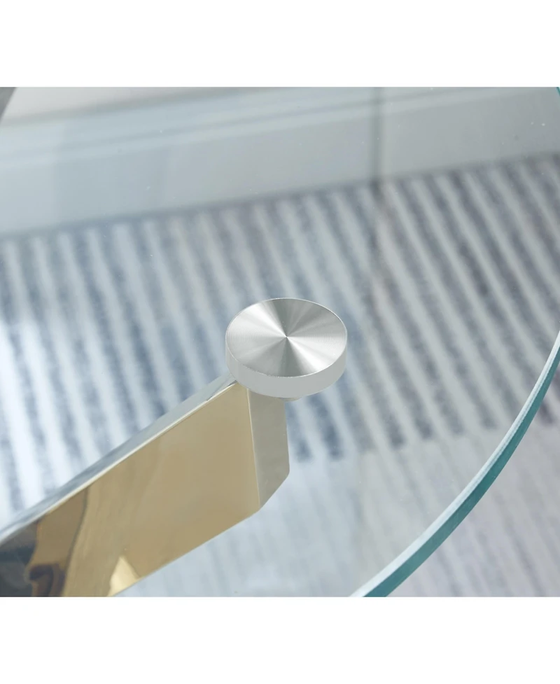 Streamdale Modern Round Tempered Glass End Table With Chrome Legs