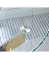 Streamdale Modern Round Tempered Glass End Table With Chrome Legs
