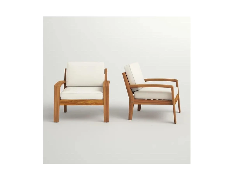 Grenada Club Chairs Acacia Wood and Sunbrella Cushions for Outdoor Comfort